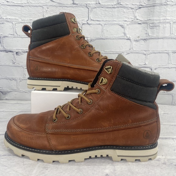Volcom Sub Zero Mens Boots Size 10.5 Leather Boots Brown V40316Z5‎ Lined - Picture 1 of 14